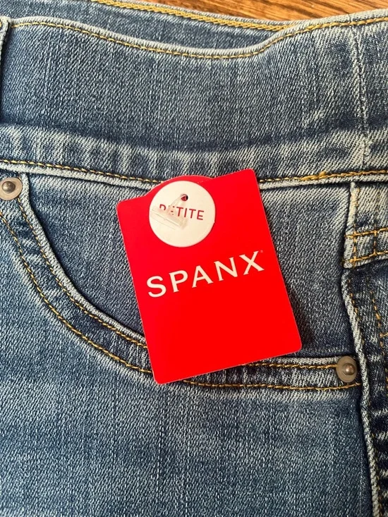 SPANX Blue Wide-Leg High-Rise Jeans Petite Medium - Picture 8 of 8